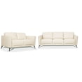 thumbnail image 2 of Contemporary Design Living Room Furniture 3pc Sofa Set Cream Leather Padded Arms Sofa Love Seat & Chair, 2 of 3