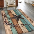 thumbnail image 3 of Country Stars Washable Area Rug 2.7 x 5 ft Vintage Rust Black Star Berry Brown Bright Green Wood Grain, Soft Non Slip Rugs Stain Proof Indoor Felt Carpet for Living Dining Room Bedroom Home Office, 3 of 9