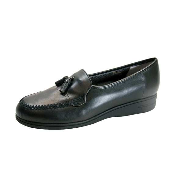 24 HOUR COMFORT Fawn Women's Wide Width Leather Loafers BLACK 5
