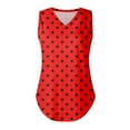 thumbnail image 4 of Women's Polka Dot Print V-Neck Sleeveless Tank Top, Flowy Loose Fit Summer Top for Retro or Casual Looks,Red S, 4 of 5