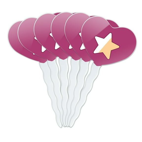 Steven Universe Garnet Star Heart Love Cupcake Picks Toppers Decoration Set of 6