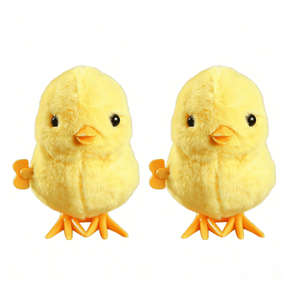 2PC Plush Yellow Chick Wind-up Walking, Soft Fabric, Crawling Guide , 3.54", 0.17lb, Stuffed Animal, Cute Chick, Super Soft Cute Toy