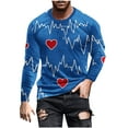 thumbnail image 2 of WAENQINLA Valentine's Day Tops for Men Stylish Heart Print Long Sleeve T Shirts Mens Casual Crewneck Valentines Top Shirt, 2 of 5