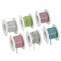6 Roll 33 Yards 2MM Crystal Rhinestone Close Chain Trim for Sewing Crafts DIY Handcraft, 6 Color