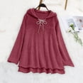thumbnail image 2 of Women's Oversized Sherpa Fleece Hoodie Double Layered Fuzzy Pullover with Lace Up Front Plush Soft Winter Loungewear and Casual Warm Top, 2 of 5