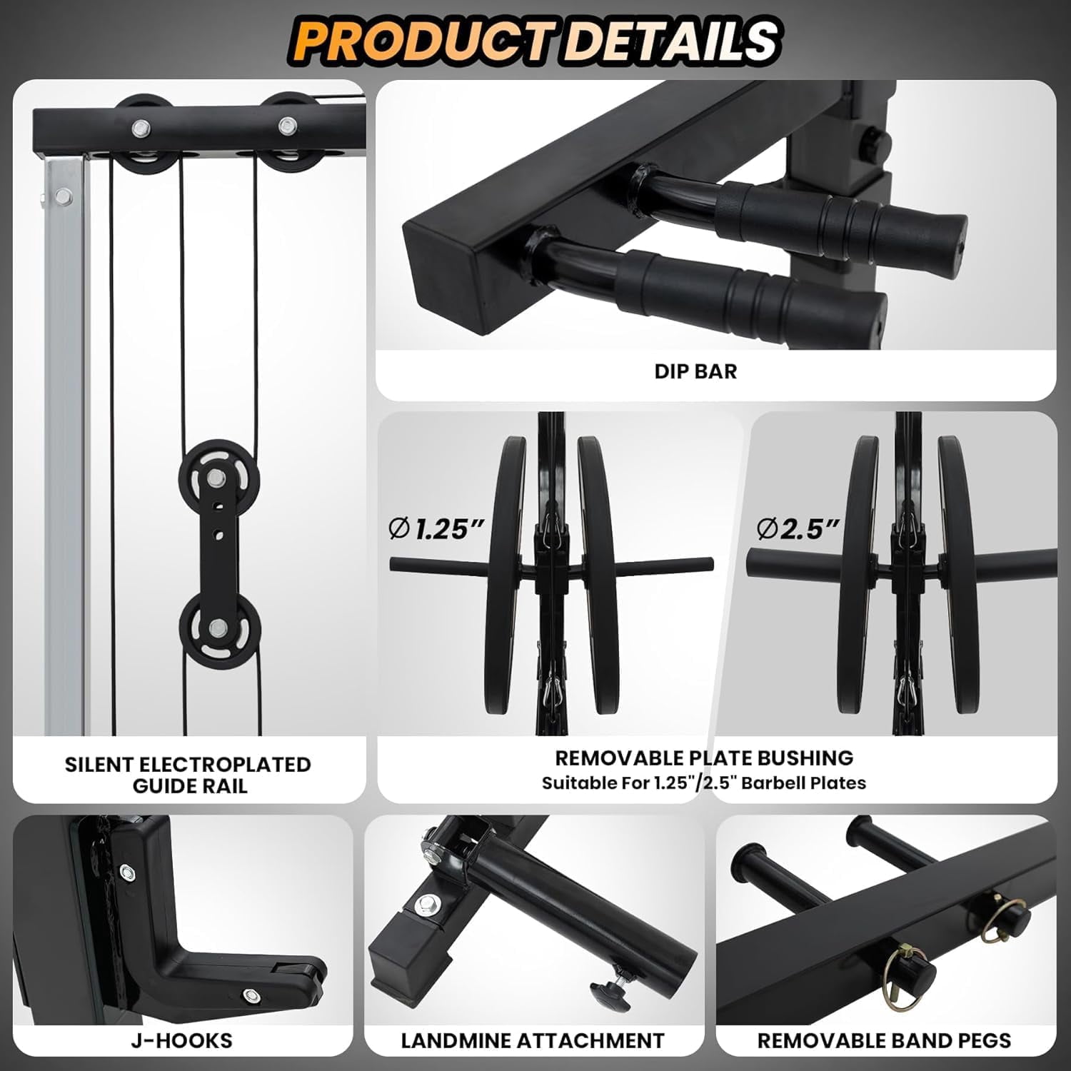 Power Cage with Pulley System, Compact Home Gym Strength Rack with Heavy-Duty Steel Frame, Integrated Safety Design and Multi-Function Attachments for Full-Body Training