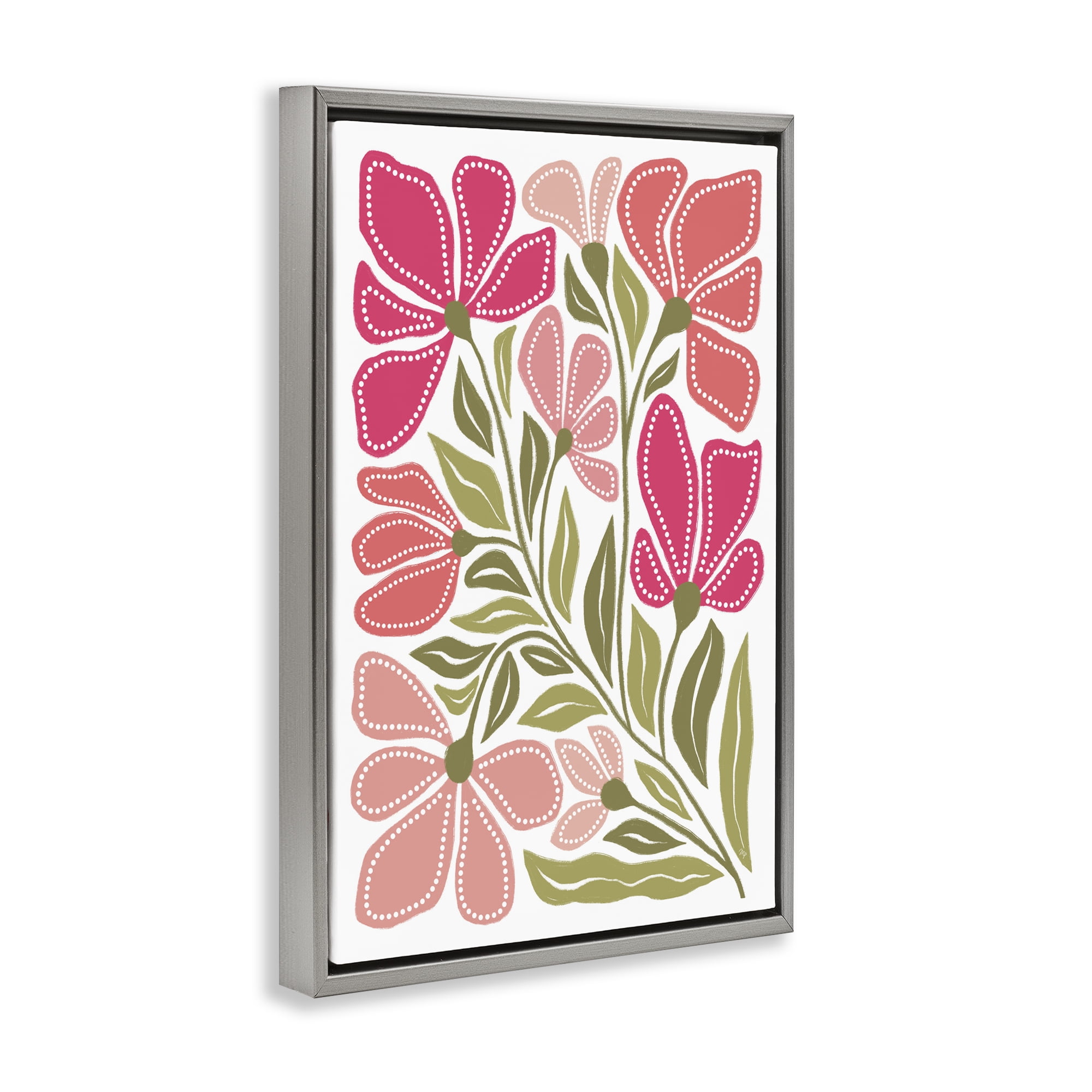Stupell Industries Bold Midcentury Blooms Gray Framed Floater Canvas Wall Art, design by Martina Pavlova