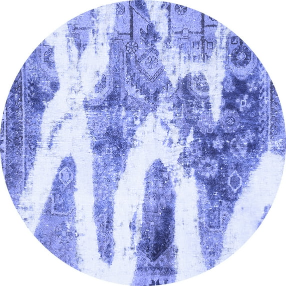 Ahgly Company Indoor Round Abstract Blue Modern Area Rugs, 5' Round