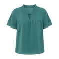 thumbnail image 5 of Pounoo Women's Ruffled Blouses V Neck Short Sleeve Double Layer Flutter Sleeve Tops Casual Lightweight Loose Fit Shirts Gift, 5 of 6