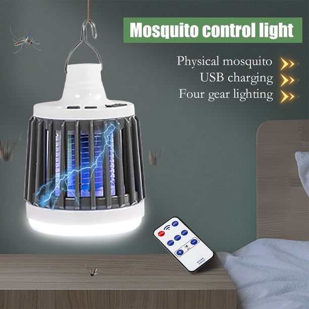 Lámpara Led Recargable Morada para Matar Mosquitos con Control Remoto, Portátil para Exteriores, para Acampar, con Carga Usb