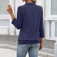 thumbnail image 3 of Womens Polo Shirts 3/4 Sleeve Banded Bottom Tops Business Casual Tops Collared V Neck Blouses Navy S, 3 of 4
