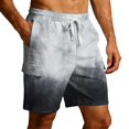 thumbnail image 2 of Cargo Shorts for Men Summer Casual Color Block Tie Dye Elastic Waist Straight Leg Beach Shorts with Pockets, 2 of 6