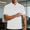 thumbnail image 5 of TKKCS Mens Horizontal Striped Polo Shirt- Short Sleeve Breathable Moisture Wicking Collared Classic Fit Casual Knit Golf Shirts White Size 2XL, 5 of 7