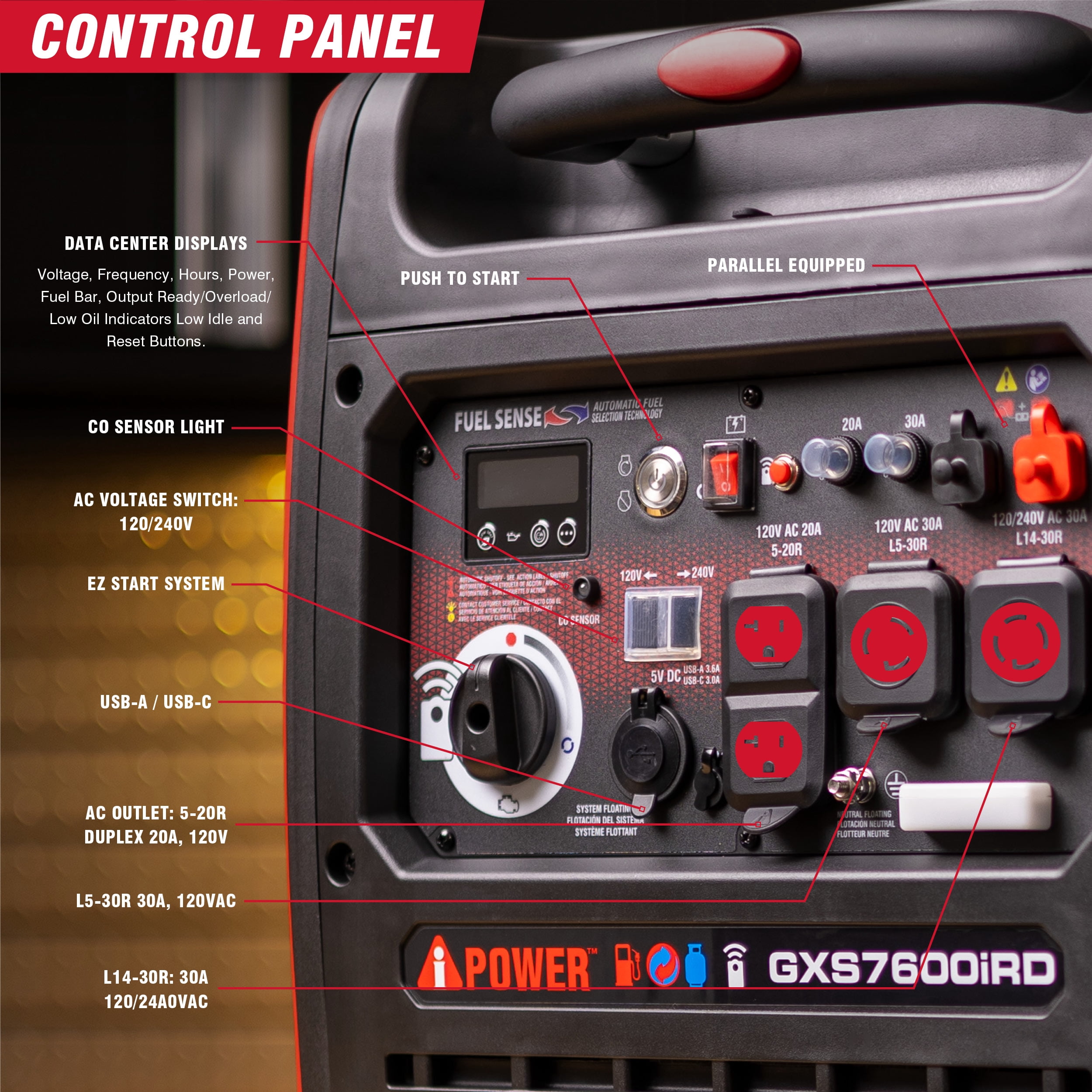 A-iPower 7600-Watt Dual Fuel Remote Electric Start Inverter Generator with 322cc OHV Engine