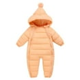 thumbnail image 5 of Winter Infant Baby Boys Girls Snowsuit Romper Pompom Hooded Outwear Zipped One Piece Toddler Jumpsuit down Coat Bodysuit 0-18M, 5 of 6