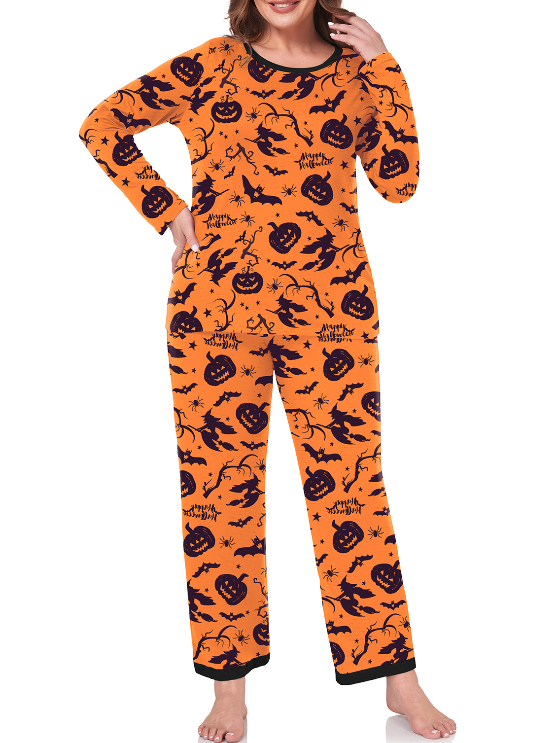 Cueply Women's Plus Size Halloween Pajama Set Long Sleeve photo 5