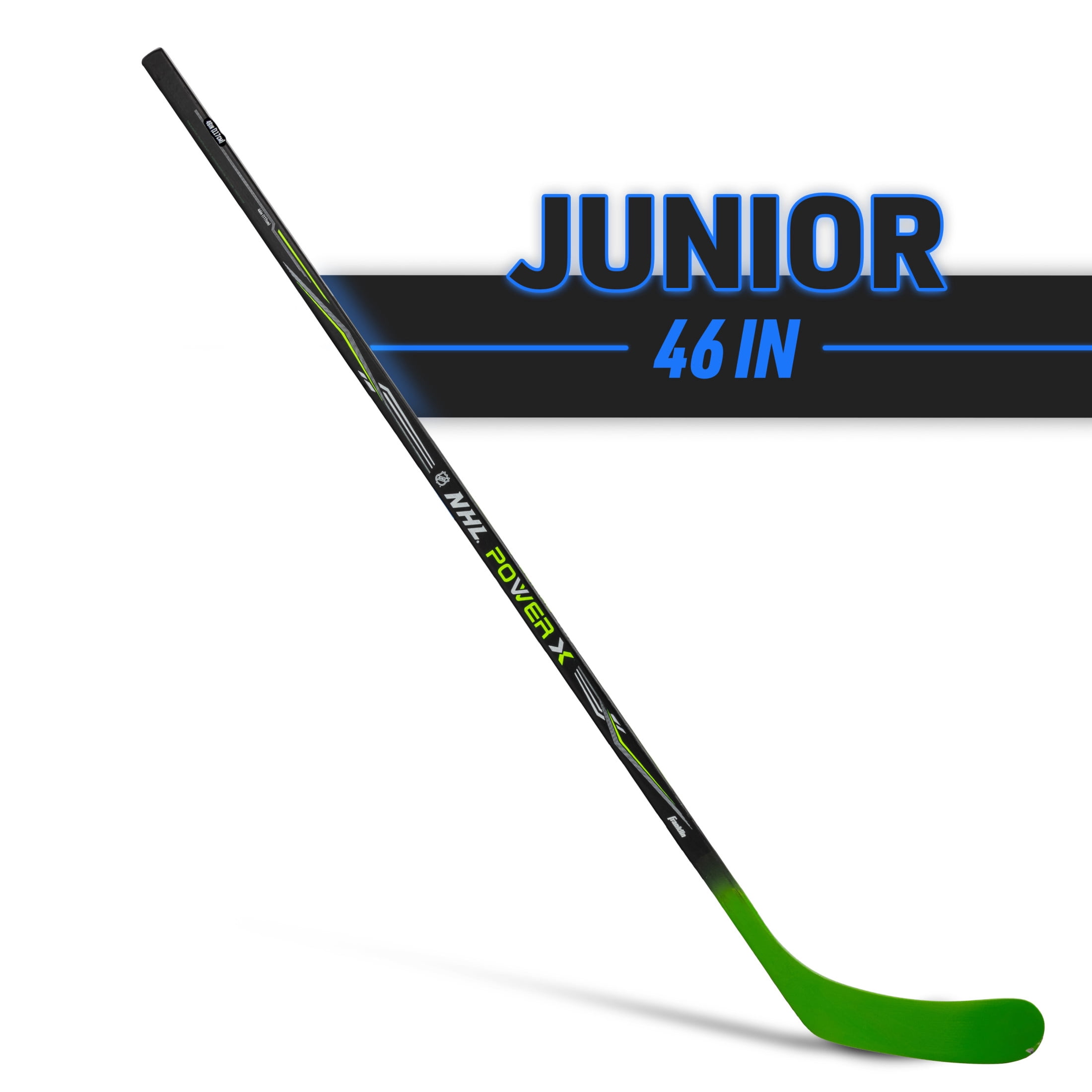 Franklin Sports Street Hockey Sticks - Power X Youth Street Hockey Stick - Wood and Fiberglass Shaft - ABS Blade - One Piece - 46" Right Handed