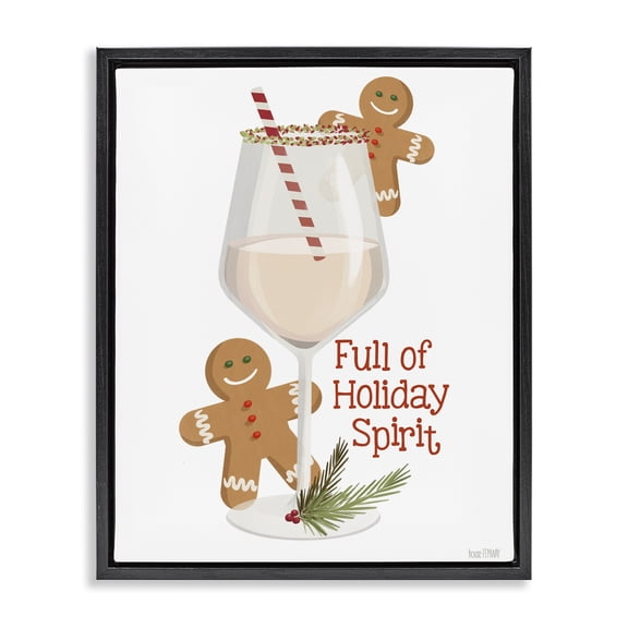 Stupell Industries Eclectic Full Of Holiday Spirits Black Floating Frame Canvas Art, 17 x 21, by House Fenway