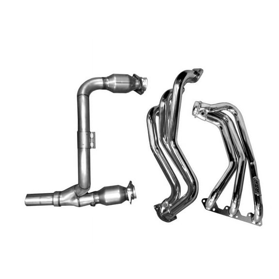 BBK 07-11 Jeep 3.8 V6 Long Tube Exhaust Headers And Y Pipe And Converters - 1-5/8 Chrome Fits select: 2008 ,2011 JEEP WRANGLER UNLIMITED