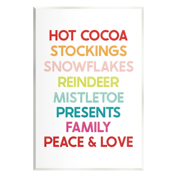 Stupell Industries Peace & Love Rainbow Christmas List Holiday Painting Unframed Art Print Wall Art