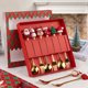 thumbnail image 4 of Juego de cubiertos navideños Gardenne, cucharas y tenedores navideños, vajilla navideña, cabezal de acero inoxidable de superficie lisa, cubiertos decorativos navideños (20 piezas), 4 of 7