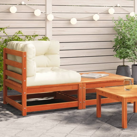 vidaXL Patio Sofa Corner with Cushions and Footstool