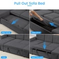 thumbnail image 3 of Puremind 103" Pull Out Sofa Bed with Double Storage Chaise, Corduroy U Shaped Convertible Sectional Sleeper Sofa for Living Room, Dark Gray, 3 of 8