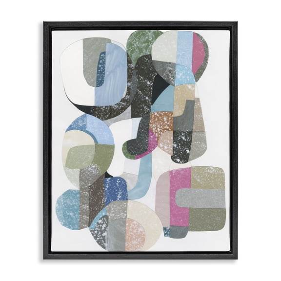 Stupell Industries Modern Pastel Shapes Intertwined Black Floating Frame Canvas Art, 17 x 21, by Coco Good