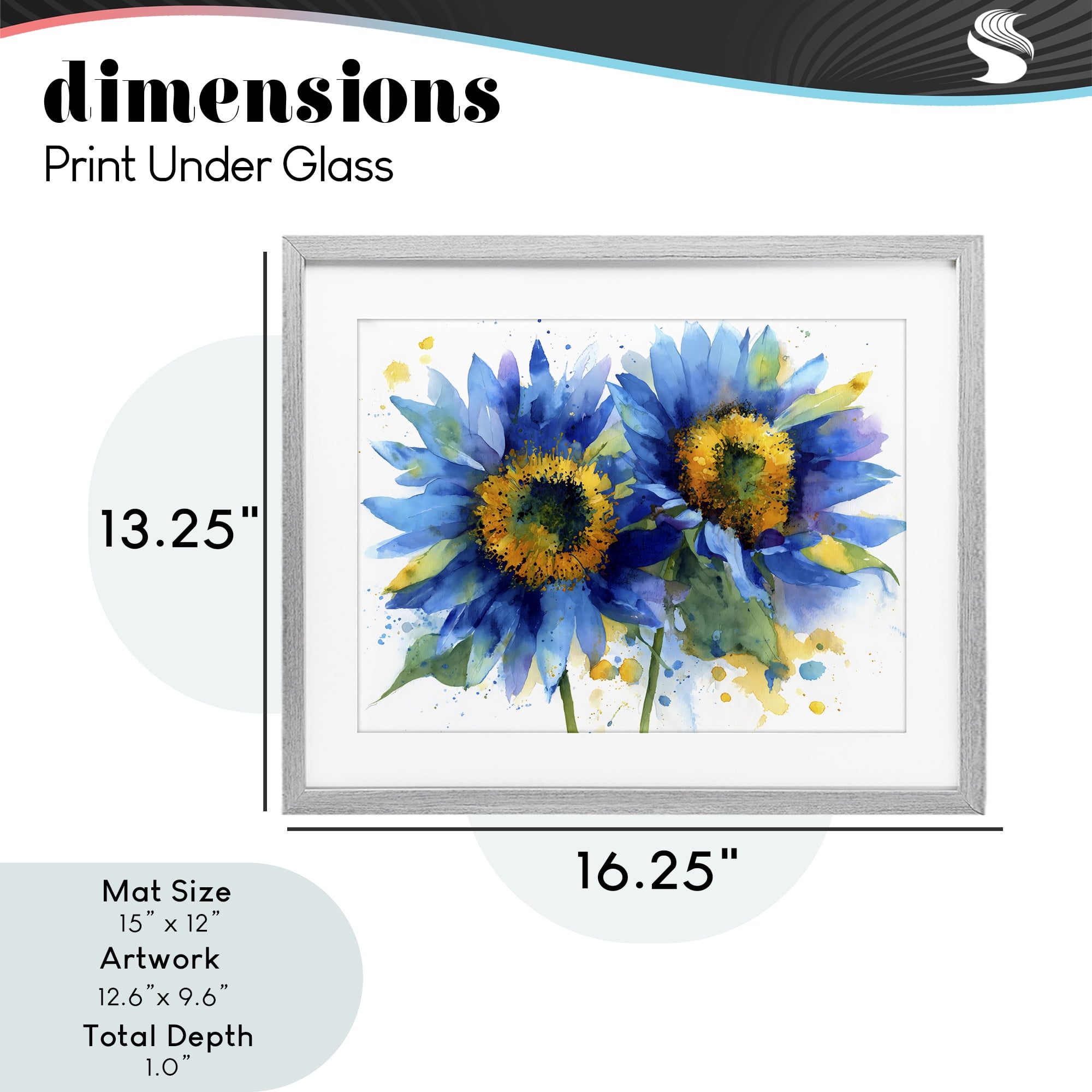 Stupell Industries Blue Sunflowers Bouquet Gray Framed Print Under Glass, design by Franklyn Gregory