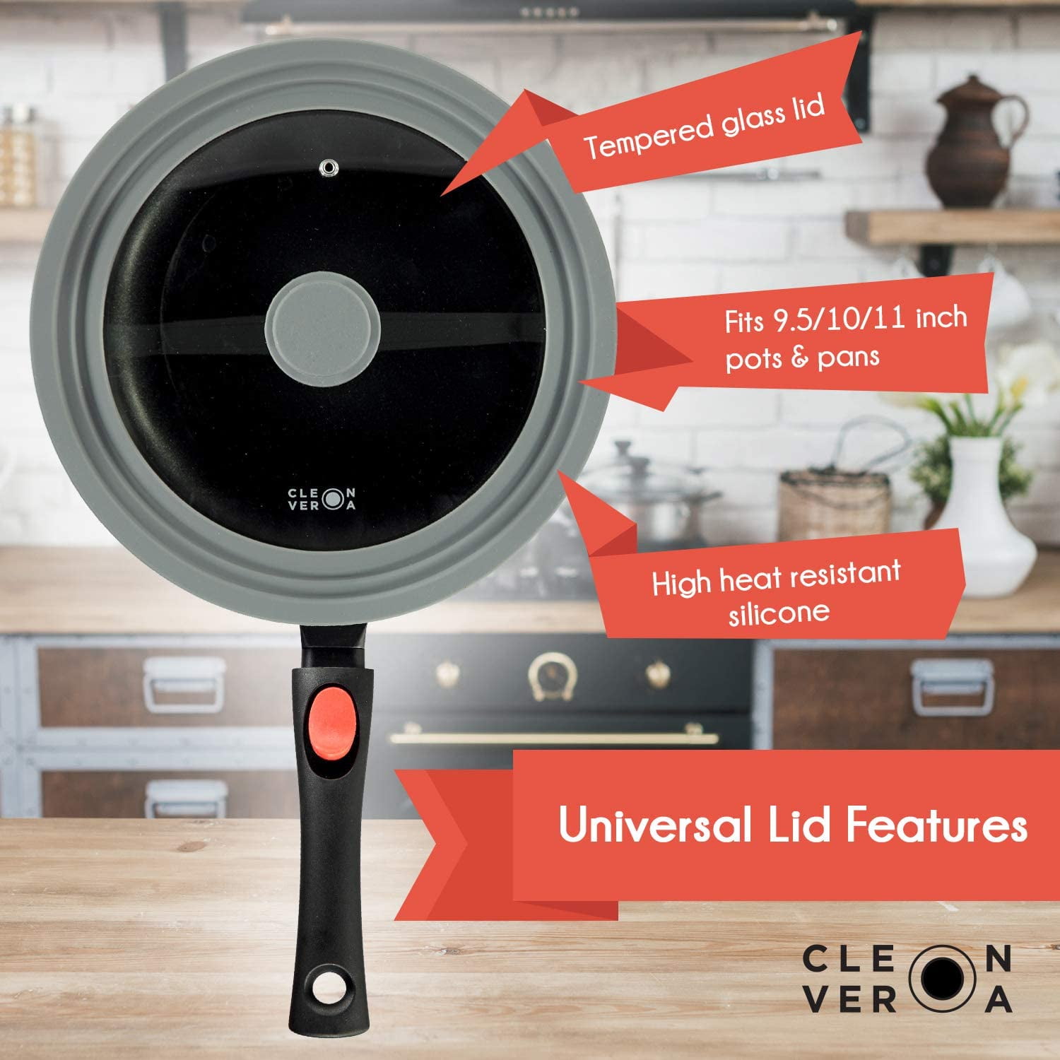 Cleverona Essential Nonstick 11 Inch Fry Pan with SecureSnap Detachable Handle and Large Clever Lid Dark Grey Cleverona Essential Nonstick 11 Inch Fry Pan with SecureSnap Detachable Handle and Large Clever Lid Dark Grey