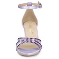 thumbnail image 2 of BLISSFUL STEP Women's Rhinestone Mesh Kitten Heels Sandals Purple (Size 8.5), 2 of 6