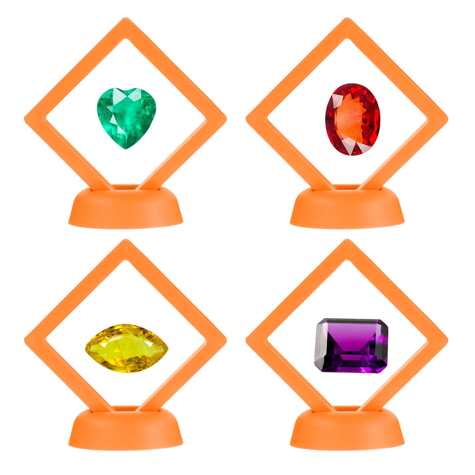 Unique Bargains 12Pcs Transparent Display Case for Jewelry 2.76" x 2.76" x 0.8" Orange