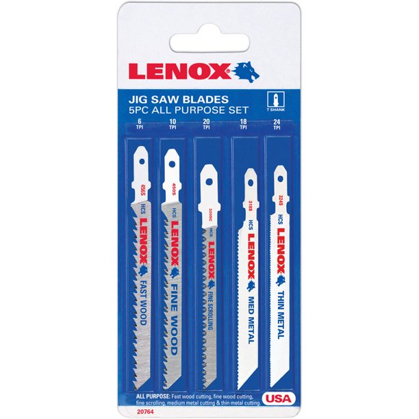 Lenox 20764 5Piece T Shank Multi Purpose Jig Saw Blade Kit Walmart