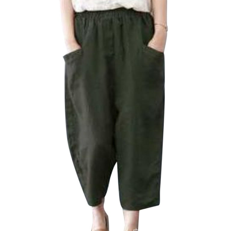 Grianlook Womens Work Dress Pants Office Business Casual Slacks Ladies  Regular Straight Leg Trousers with Pockets Army Green L