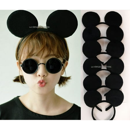 LA Wholesale Store - Mickey Minnie Mouse Costume Deluxe Fabric Ears Headband *Set of 12* (Mickey) + FREE Temporary Body Tattoo!!