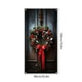 thumbnail image 2 of LanSuare Christmas Door Cover Decoration, 35x71Inch Wreath Bow Xmas Door Hanging Banner, Merry Christmas Front Doors Cover Backdrop for Holiday Indoor Outside Party Supplies, 2 of 5