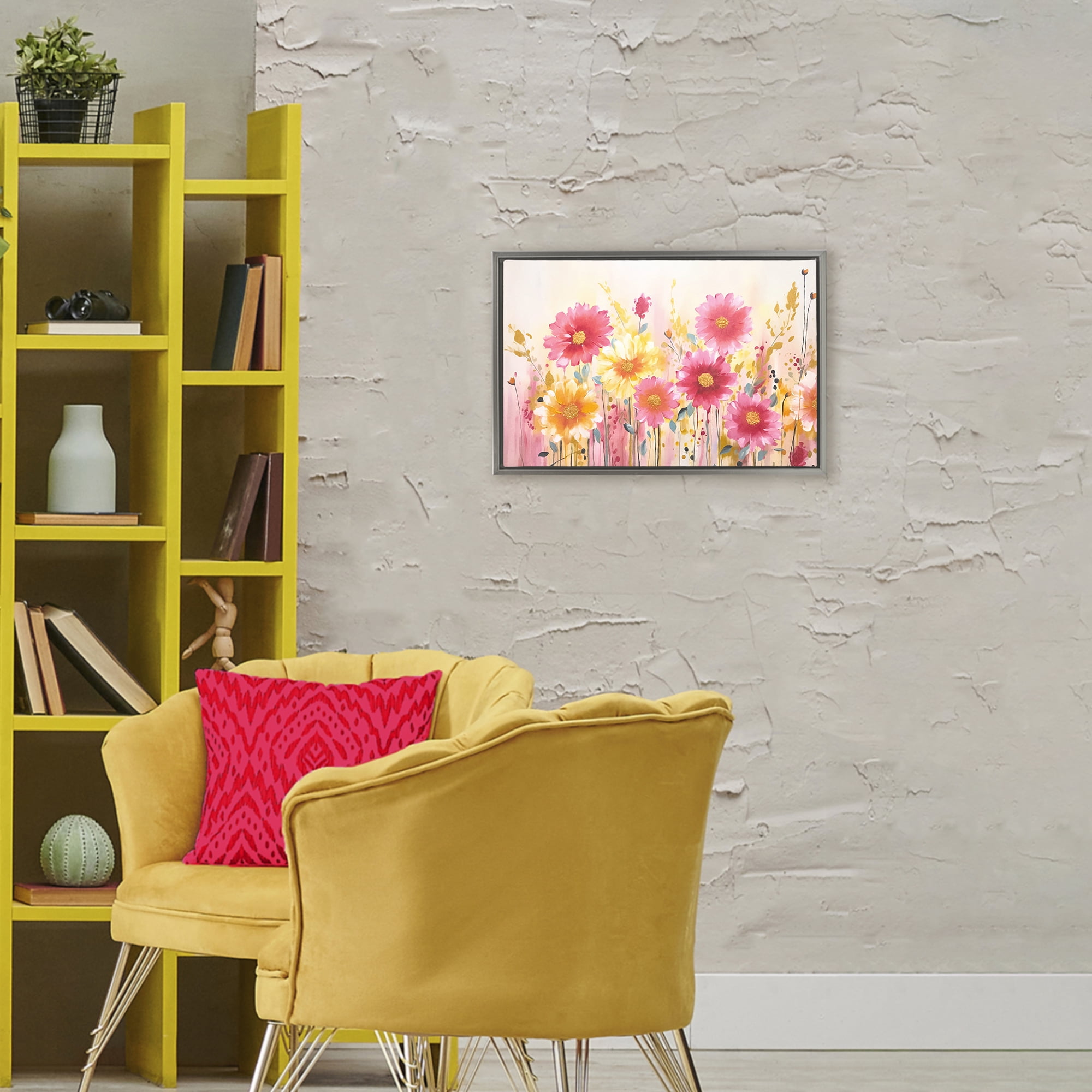 Stupell Industries Blush Blooming Whimsy Gray Framed Floater Canvas Wall Art, design by Andrea Haase