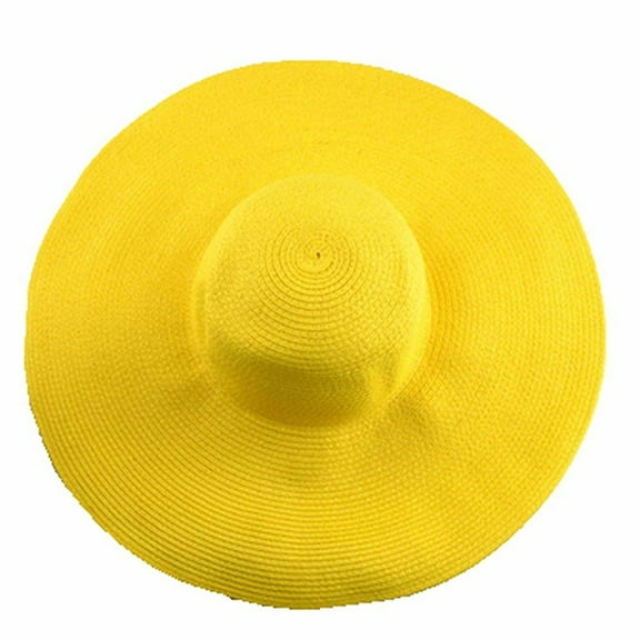 Shulemin Hawaiian Summer Beach Floppy Hat Women Wide Brim Straw Sun Cap,Yellow