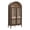 Dark Walnut, variant on Maklaine Contemporary Wood Grain Laminated Arched Bar Cabinet in Light Oak