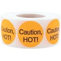 Caution, Hot Warning Orange Labels | 1' Round - 500 Labels