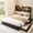 FULL black matte - vintage board (PU leather), variant on Full Platform Bed Frame with RGB LED Headboard & Storage Drawers, Modern Upholstered Bed with 2 Large Side Storage, 12 Color Lighting, 1000 lbs Weight Capacity, Grey