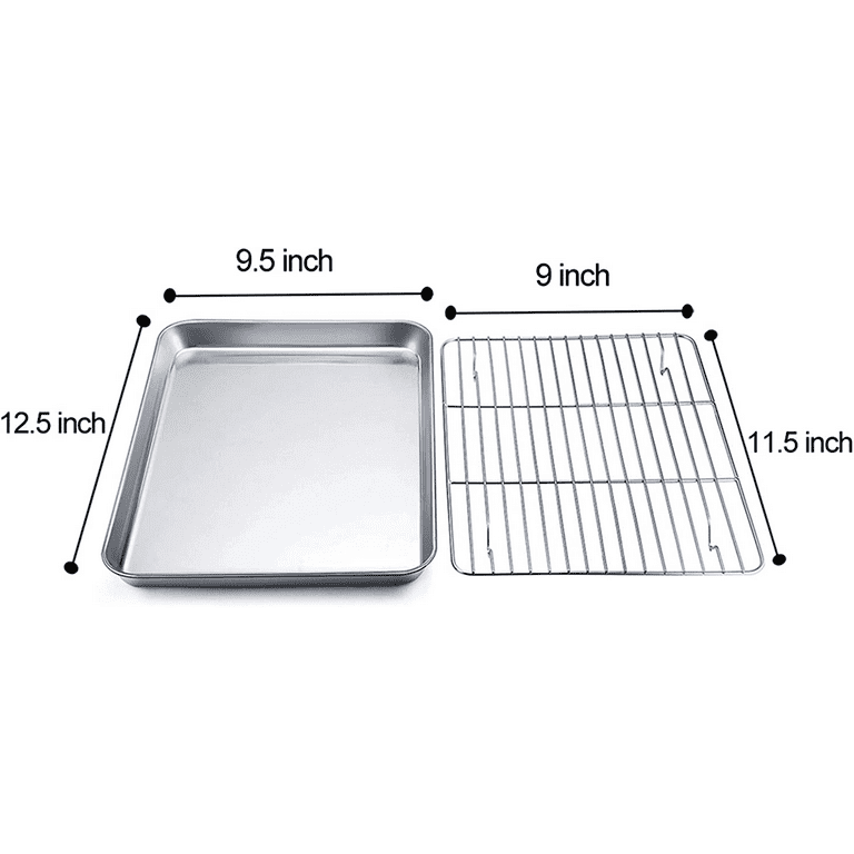 Small Baking Sheet 2 Pack, Walooza 8 Inch Carbon Steel Half Toaster Oven  Pan Tray Replacement, Heavy-gauge Steel, Set of 2