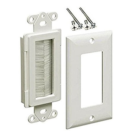 - iMBAPrice 1-Gang Brushed Wall Plate - Decora Style Cable Pass Through Insert for Wires Wall Socket Plug Port/HDTV/HDMI/Home Theater Systems and More - White