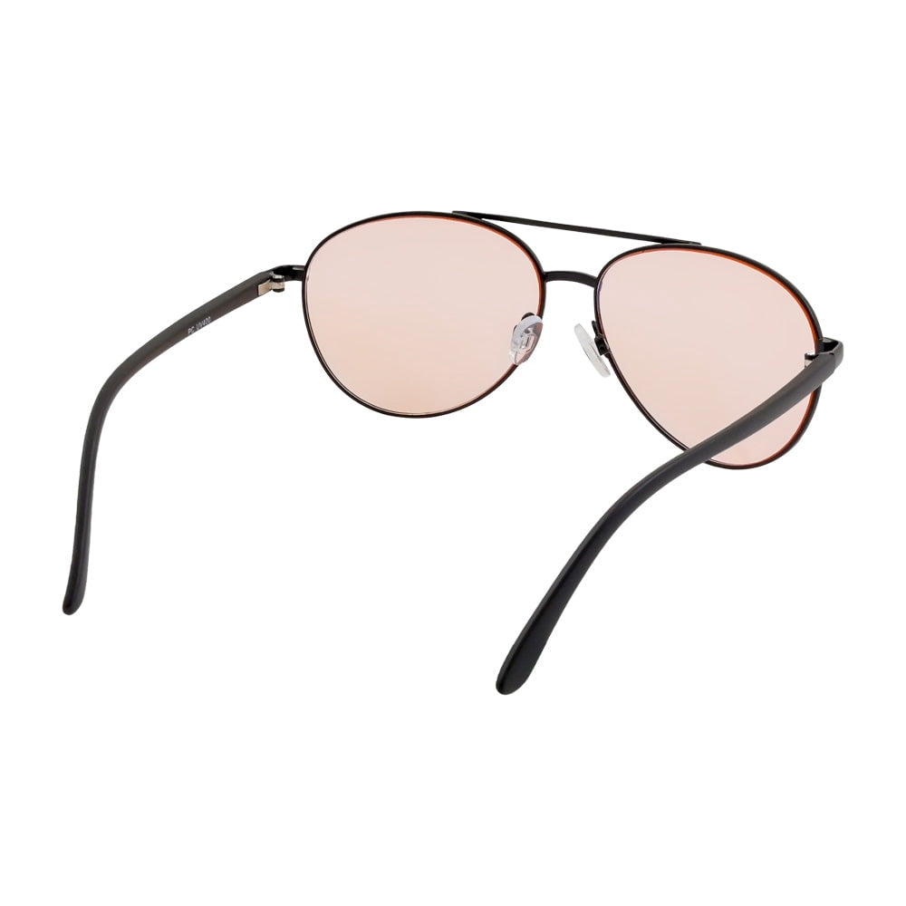Aray Matte Black Aviator Night Driving Glasses Sunglasses in Rose Lens Unisex Adult.