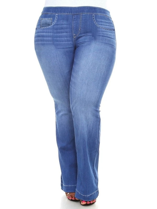elastic waist flare jeans