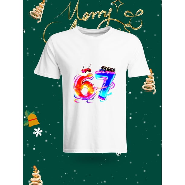 Christmas Element 67% Well-behaved 33% Naughty Printed White T-Shirt Comfortable and Casual Christmas Style Short Sleeve Top This T-shirt is adorned with Christmas elements and has 67% Well-behaved a