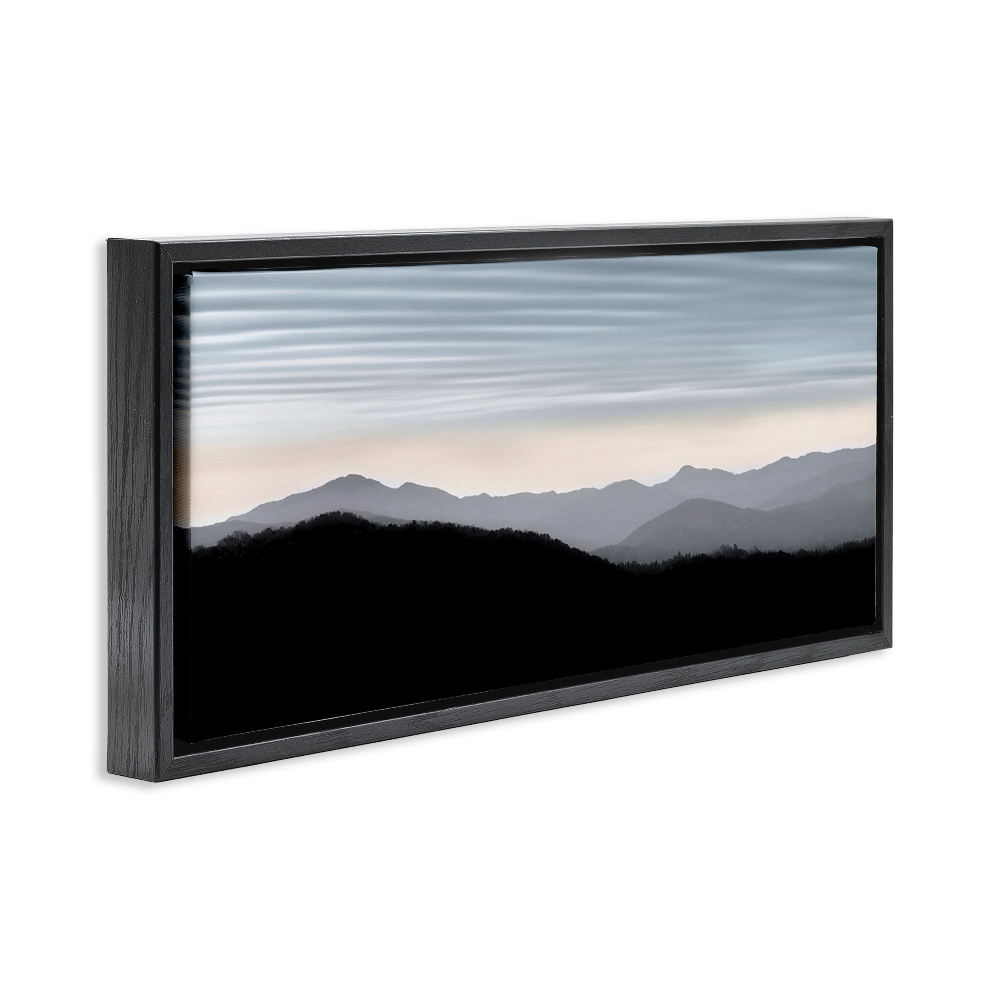 Stupell Industries Mountains with Rippled Sky Landscape & Nature Photography Black Floater Framed Canvas Art Print Wall Art, 31 x 14