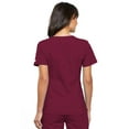 thumbnail image 4 of Cherokee Flexibles Women Medical Scrubs Top V-Neck Knit Panel 2968, L, Wine, 4 of 6
