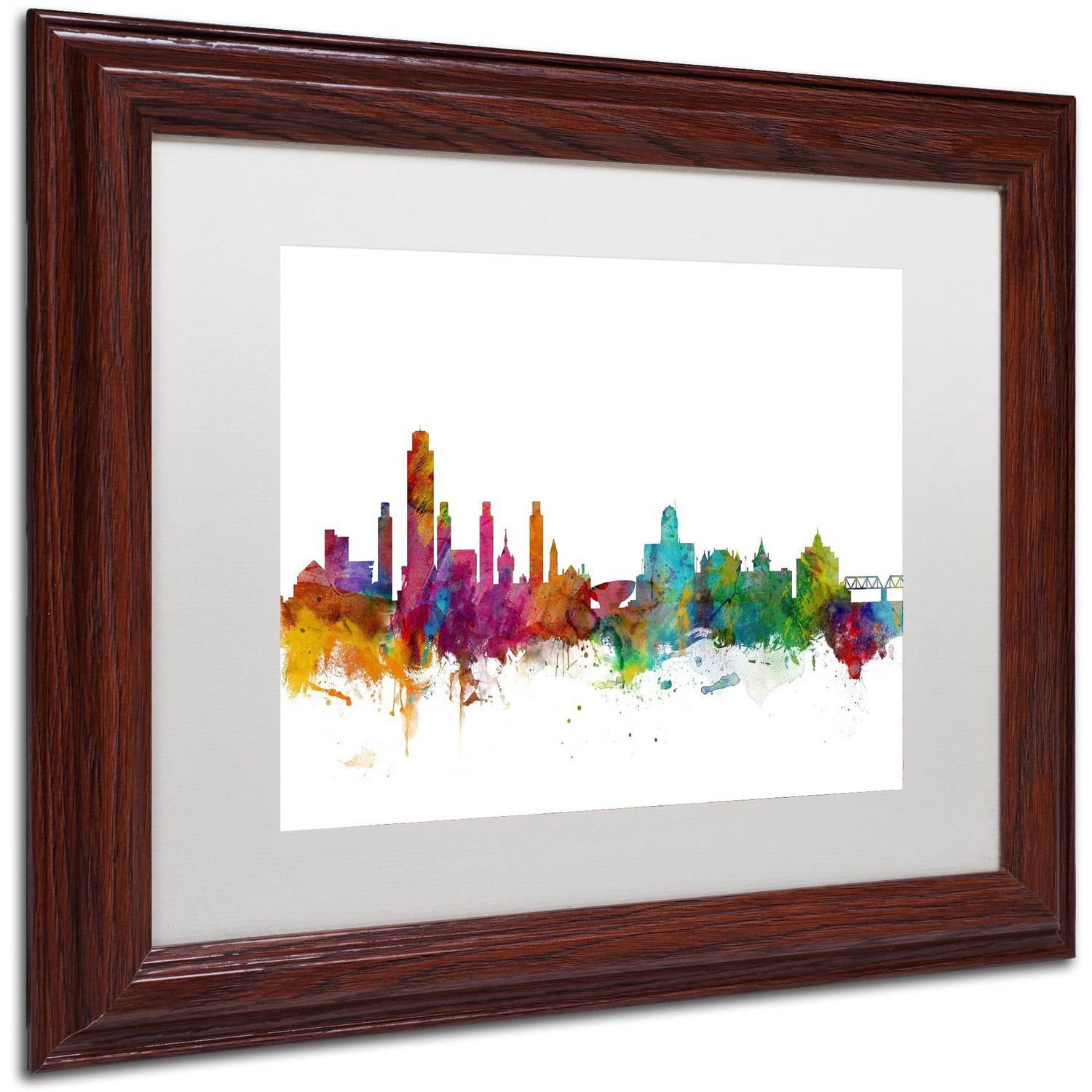 Trademark Fine Art 'Albany New York Skyline' Canvas Art by Michael Tompsett, White Matte, Wood Frame