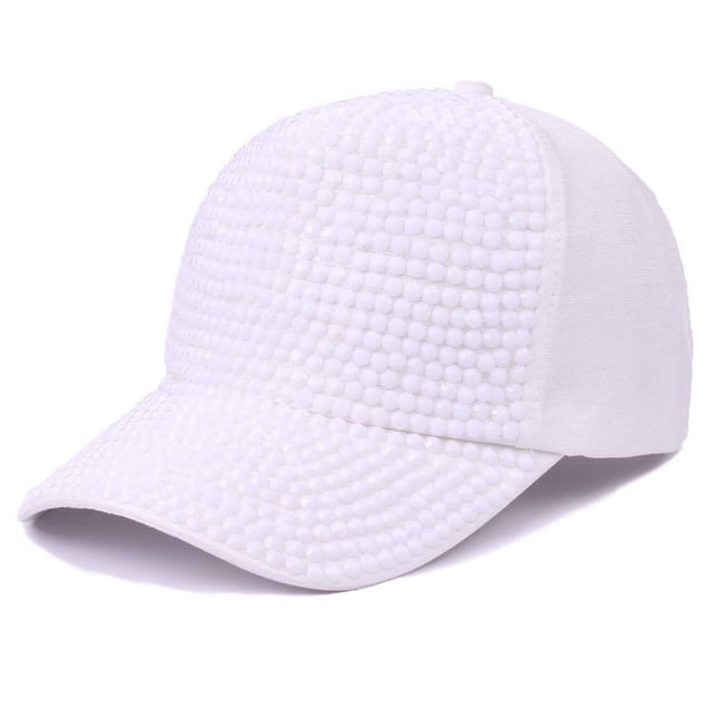 WEIYLL Baseball Caps for Womens Fashion Rhinestone Summer Activities White Beach Hats One Size